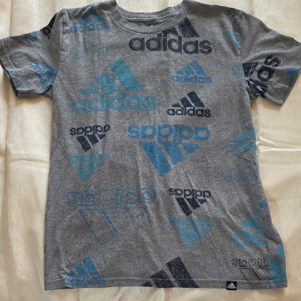 adidas Kids' Gray & Blue Logo Tee